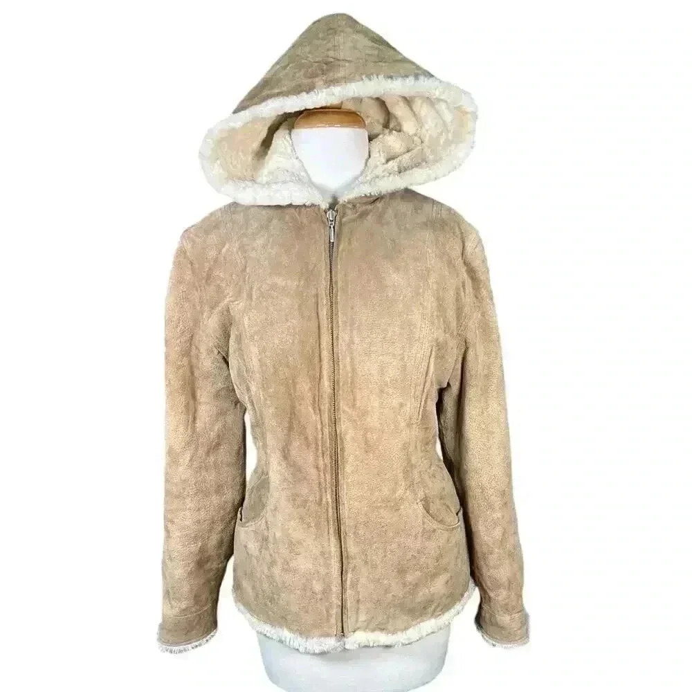 MULBERRY STREET Vintage 90s Leather Jacket with Teddy Lining SZ Small Tan